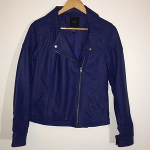 Dark Blue Leather Jacket